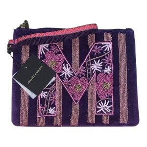 Embroidered Purple Velvet Wristlet Clutch by AMERICA &AMP; APOTHEC